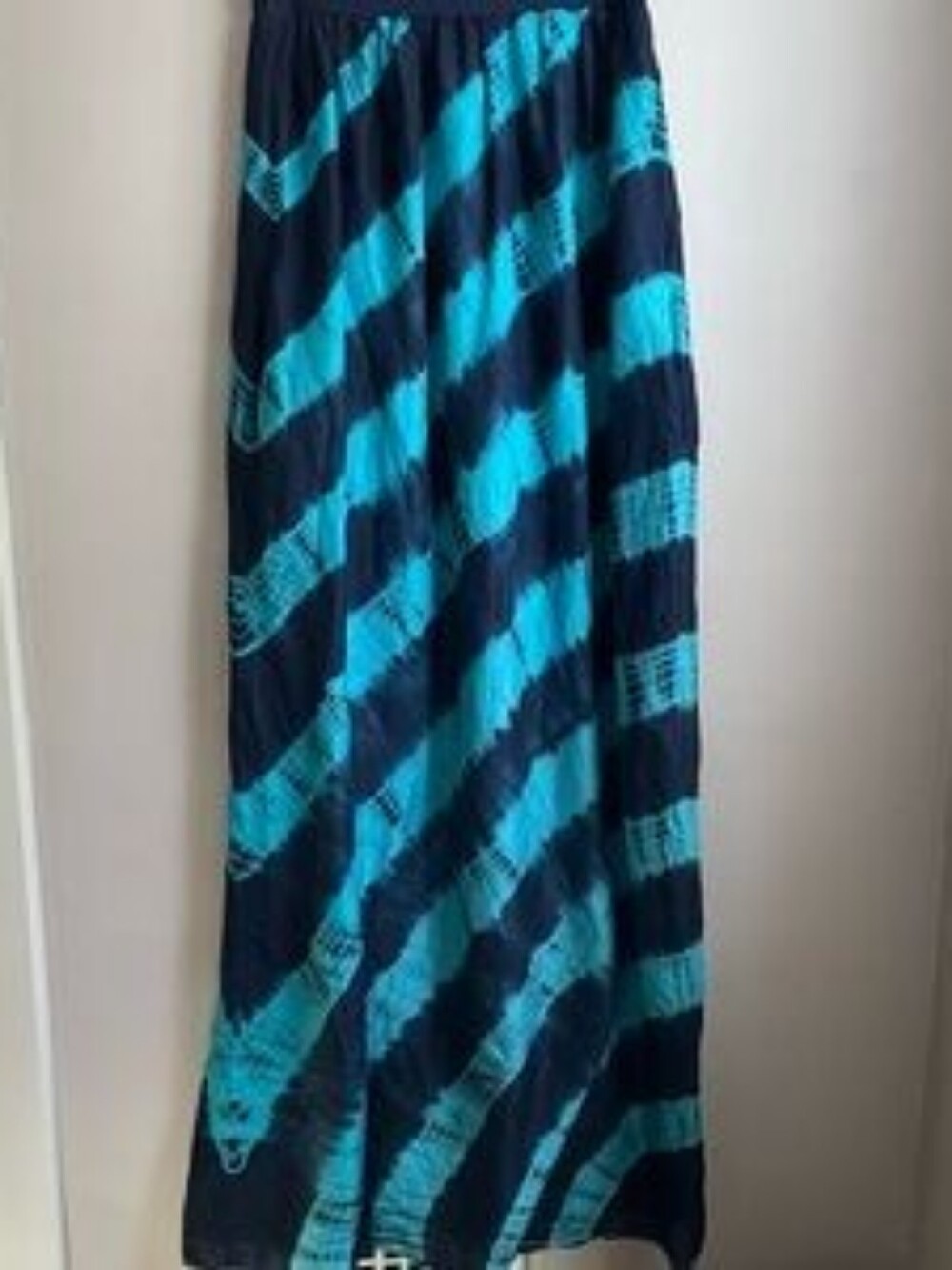 New Sir Alistair Rai Navy and Teal Diagonal Stripe Maxi Skirt